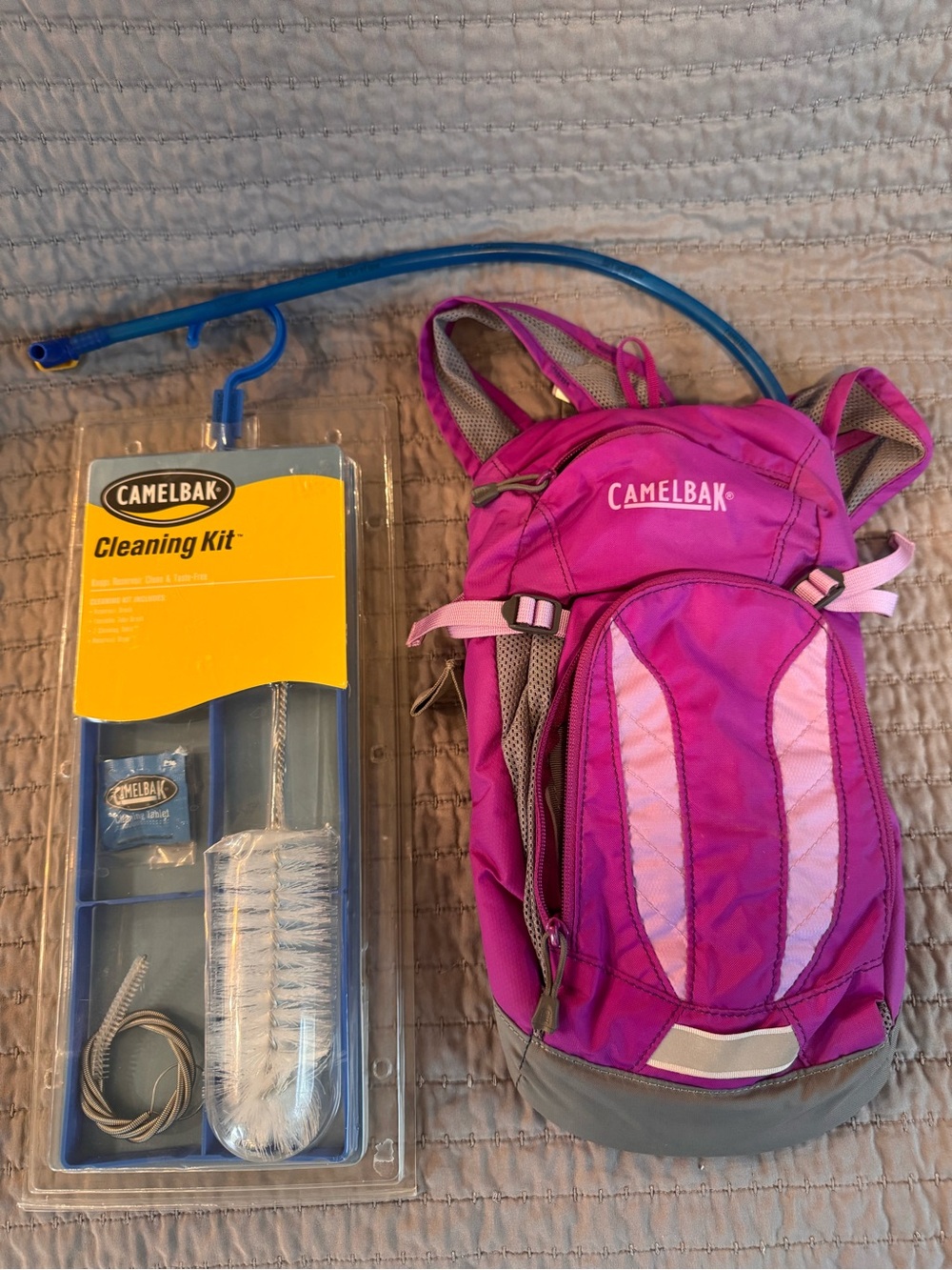 CamelBak Pink and Light Pink Hydration Pack with Cleaning Kit